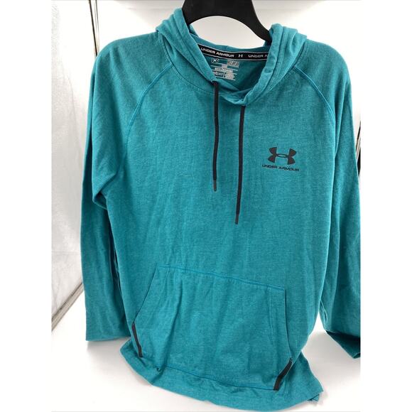 Men Under Armour Loose Fit Heat Gear Hoodie M Teak Pullover Fleece - Picture 1 of 3